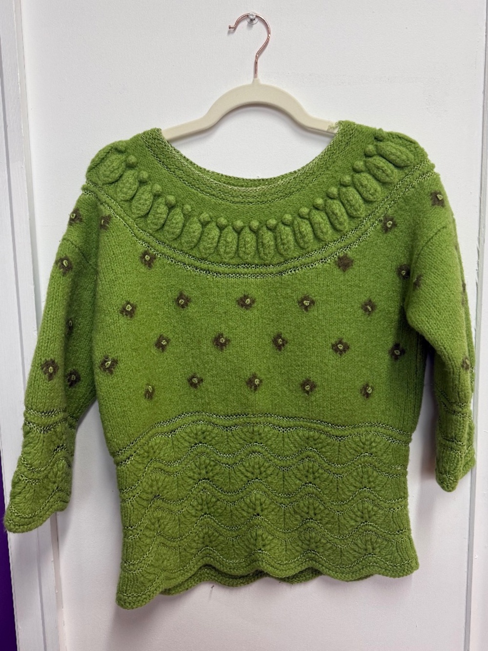 Vintage green wool-knit sweater